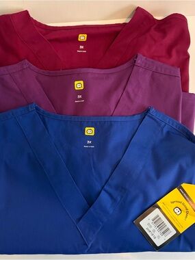 V-Neck Scrub Top - Blue, Purple, Burgundy